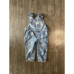 Osh Kosh Bgosh Baby Girl Overall‎ Bibs Denim Rose Floral Size 6-9 Month
